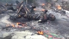 Graphic: Burning bodies of protesters in the streets of Egypt.